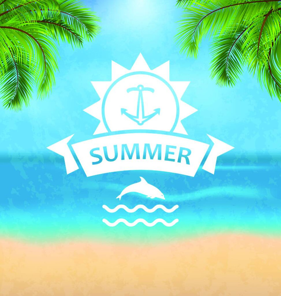 Summer Template of Holidays Design and Typography. Illustration Summer Template of Holidays Design and Typography. Beach Vacation, Party, Travel, Paradise, Palm Leaves - Vector - Vektor, Bild