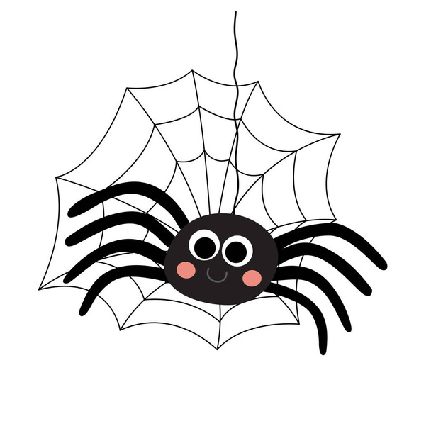 Black Spider animal cartoon character vector illustration. - Vektör, Görsel