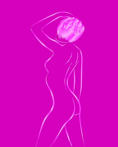 Vector Illustration of a young girl. Stop breast cancer awareness  - Вектор, зображення