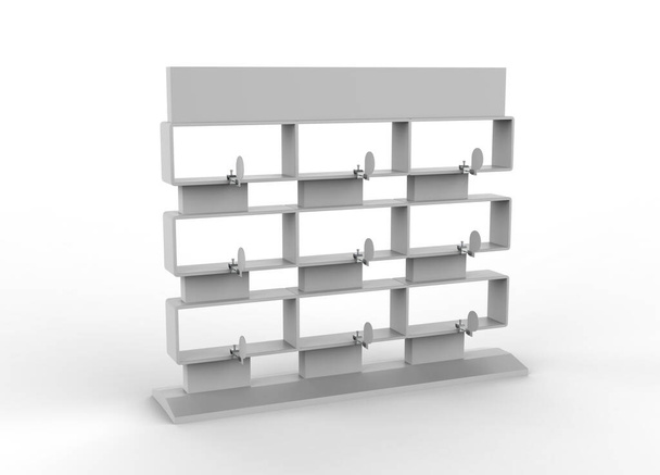 полиця-стоппер або шельф-Воблер на білому тлі. 3D ілюстрація
  - Фото, зображення