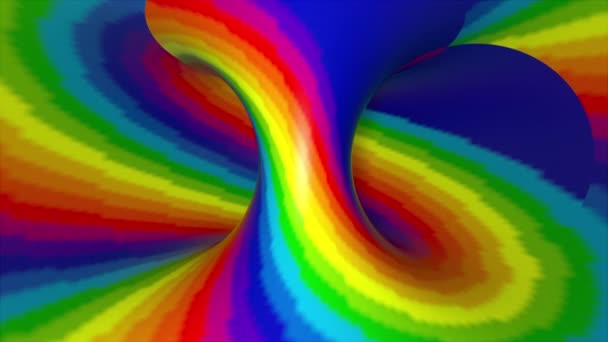 Forma a spirale multicolore, generata al computer. 3d rendering astratto arcobaleno ipnotico sfondo animato. - Filmati, video