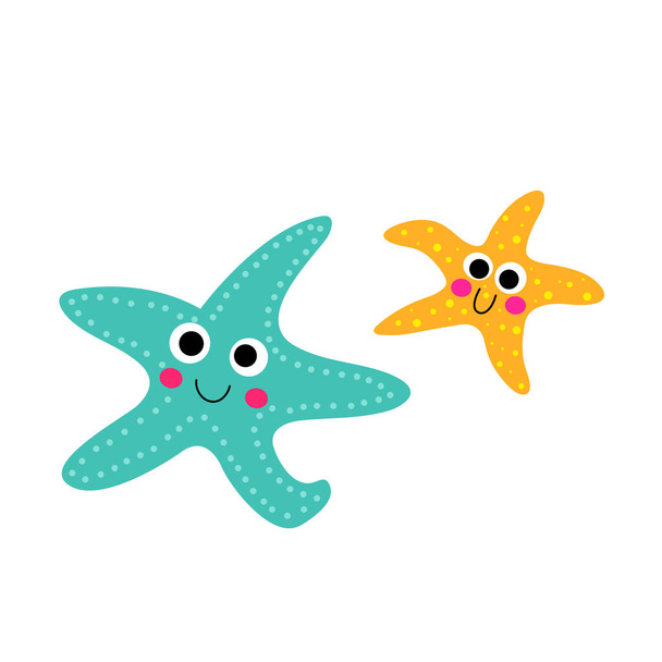 Smiling Starfish animal cartoon character vector illustration. - Vector, imagen