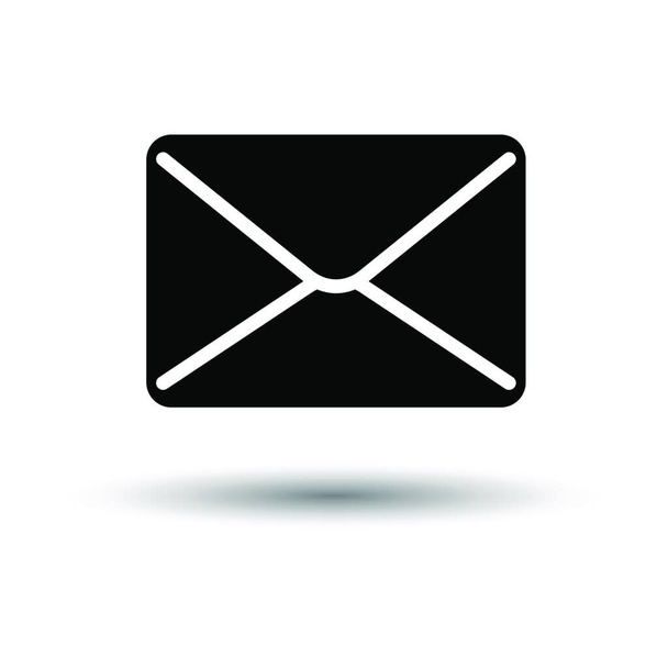 Mail Icon. Black on White Background With Shadow. Vector Illustration. - Vector, Imagen