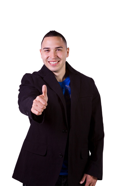 Handsome Hispanic Businessman Giving the Thumbs Up - Foto, afbeelding