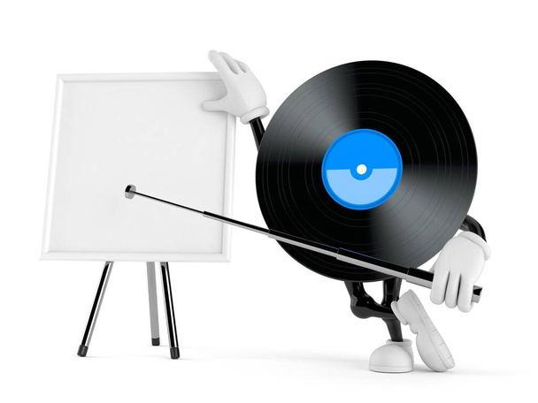 Vinyl character with blank whiteboard isolated on white background. 3d illustration - Photo, Image