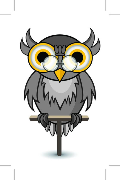 Wise owl flat icon, vector illustration - Vetor, Imagem