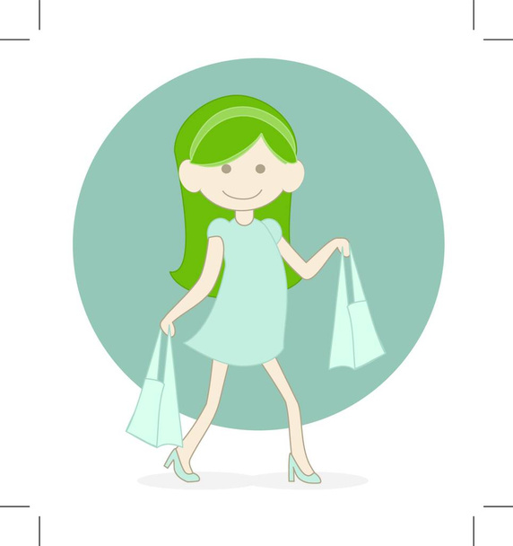 vector illustration of  Girl shopping - Διάνυσμα, εικόνα