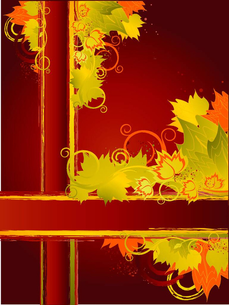 Autumn background with floral frame and leafs - ベクター画像