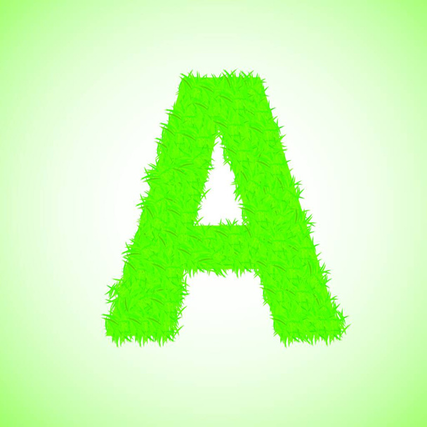 colorful illustration with grass letter on a green background  for your design - Wektor, obraz