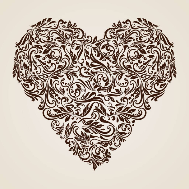 Decorative hearts of the rich brown ornament - Vector, Image