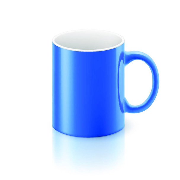 Blue glossy  mug on the white background. - Vetor, Imagem