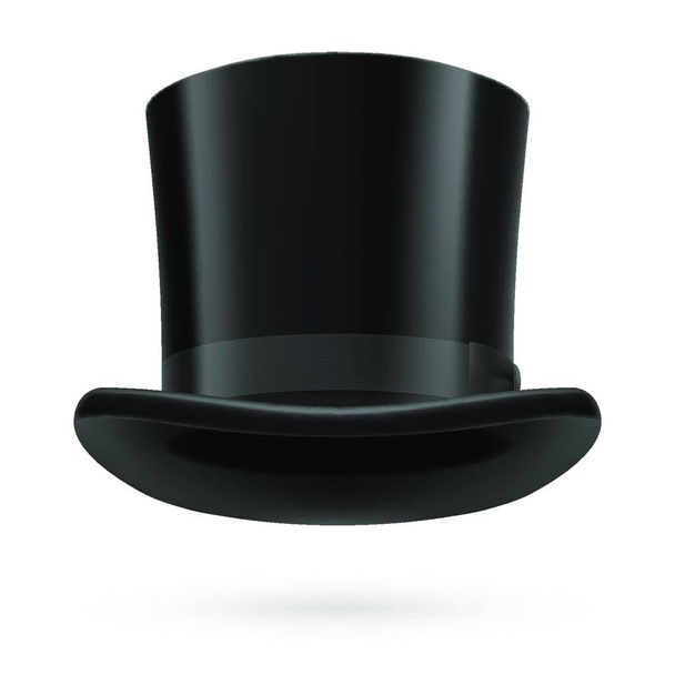 Black top hat on the white background. - Vektor, obrázek