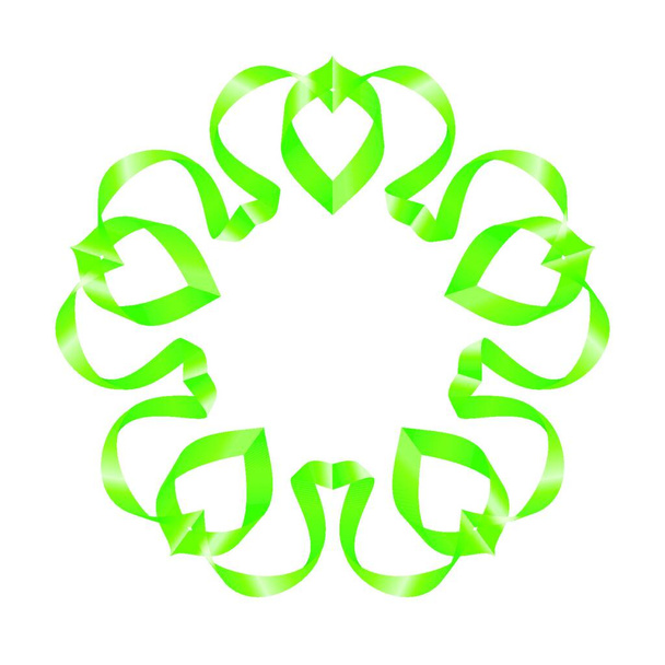 Green flower of swirled ribbons on white background - Vector, Imagen
