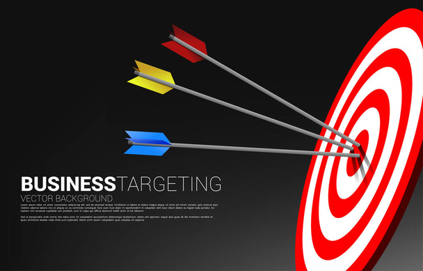 meervoudige kleur boogschieten hit op het midden van het dartbord. Business Concept van marketing doel en klant.Company visie missie en doel. - Vector, afbeelding