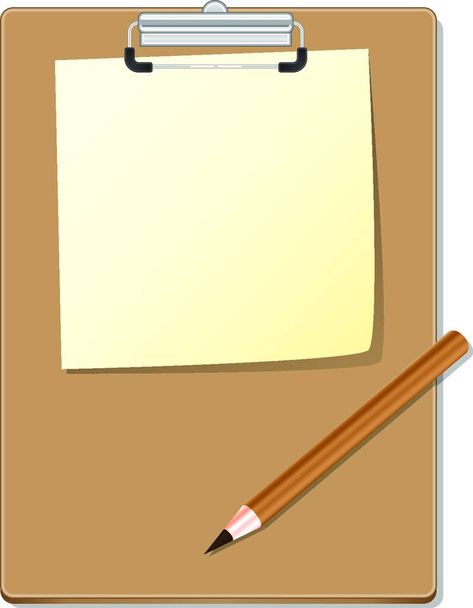 Clipboard with green read paper and pensil, vector illustration - ベクター画像