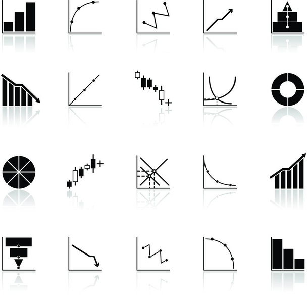 Diagram and graph icons with reflect on white background, stock vector - Vector, Imagen