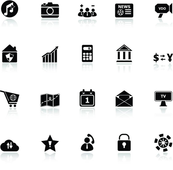 Smart phone icons with reflect on white background, stock vector - Vetor, Imagem