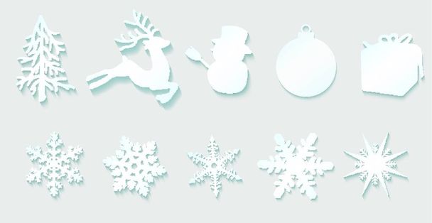 Vector Chrismas Decoration Elements On Gray Background, Eps10, Transparency Used - Vector, Imagen