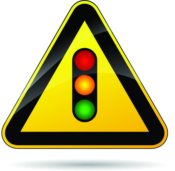 illustration of yellow triangle sign for traffic light - Vector, Image