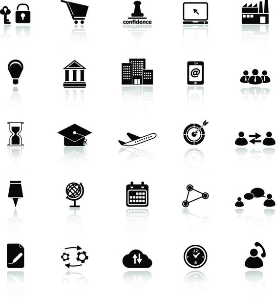 Business connection icons with reflect on white background, stock vector - Vector, imagen