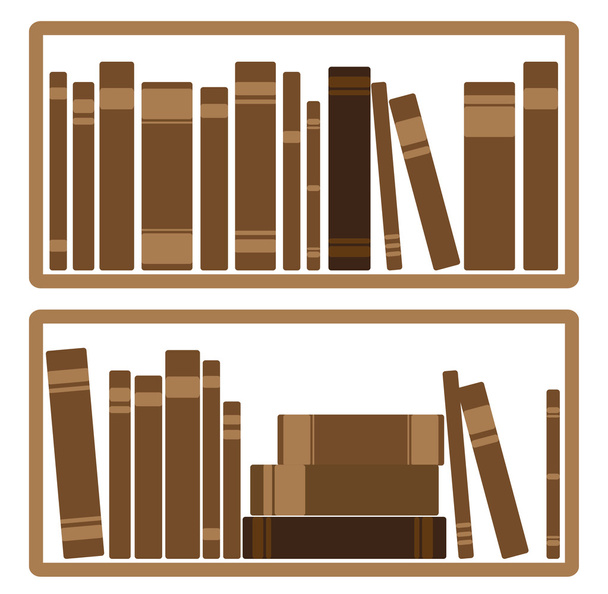 verschillende rode boeken op plank - Vector, afbeelding