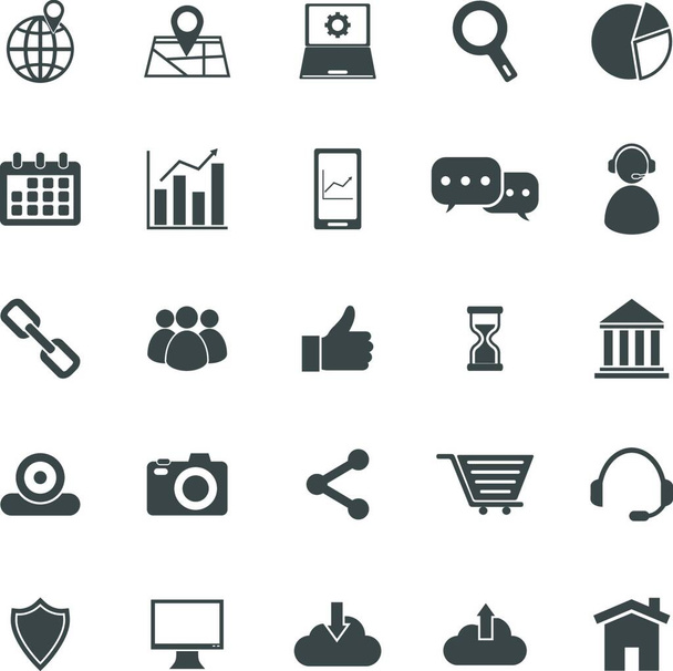 SEO icons on white background, stock vector - Vetor, Imagem