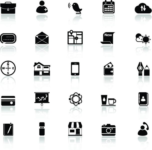 Mobile icons with reflect on white background, stock vector - Вектор, зображення