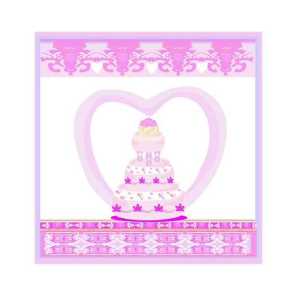 wedding cake card design - Vektor, kép