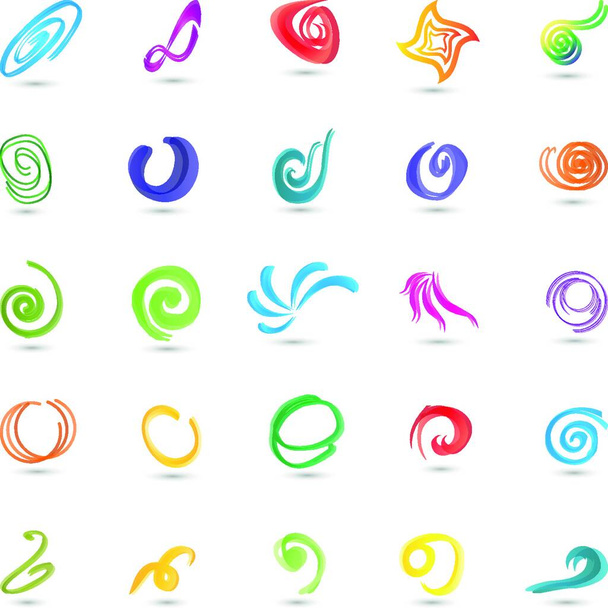 collection spirals,circles,colored - Vector, Image