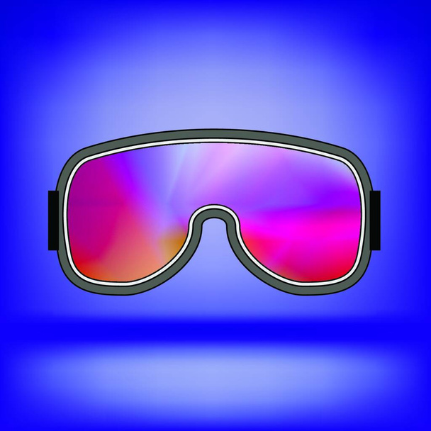 Ski Goggle with Colorful Glasses Isolated on Blue Soft Background - Vecteur, image
