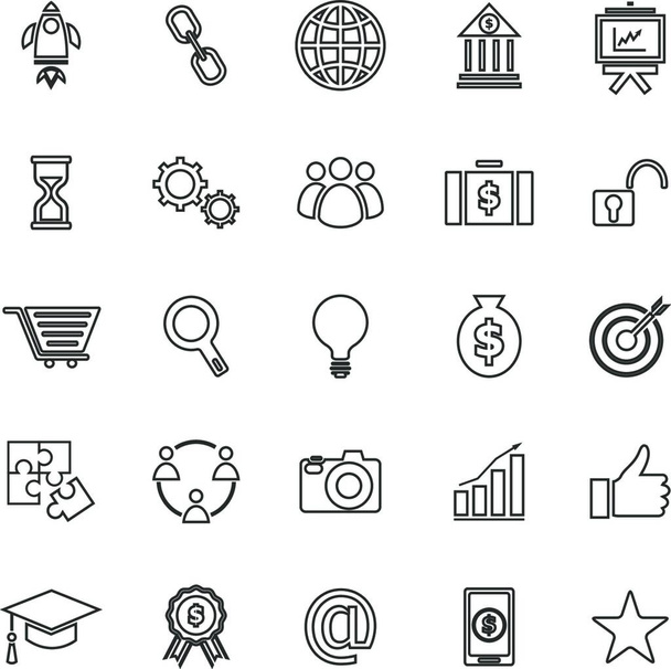 Start up line icons on black background, stock vector - Vetor, Imagem