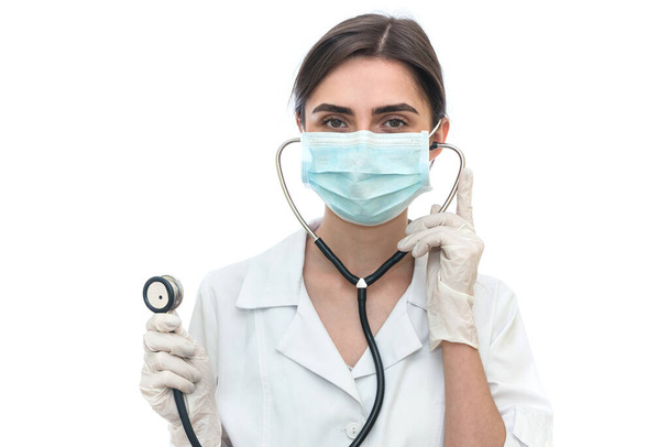 Doctor with stethoscope isolated on white background - Fotografie, Obrázek