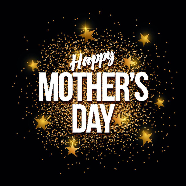 Happy Mother's Day banner with gold glitter. Vector illustration. Elements are layered separately in vector file. - ベクター画像