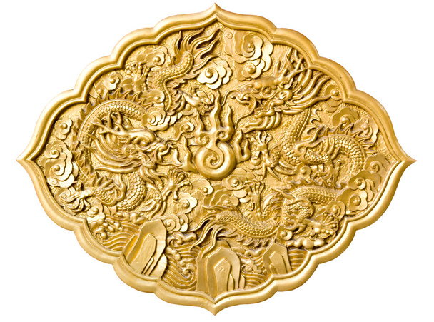 drago dorato decorato su parete di legno rosso, stile cinese in thai t
 - Foto, immagini
