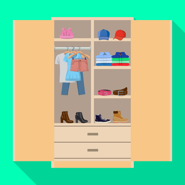 Wardrobe for clothes vector icon.Flat vector icon isolated on white background wardrobe for clothes . - Wektor, obraz