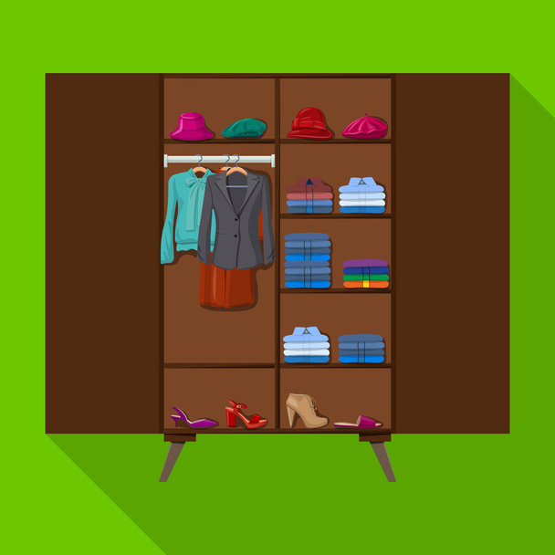 Wardrobe for clothes vector icon.Flat vector icon isolated on white background wardrobe for clothes . - Вектор, зображення