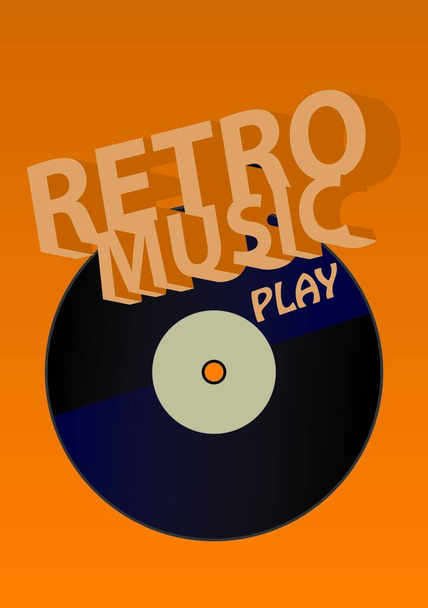 Creative conceptual retro music vector. Vinyl on yellow background. - Vektor, kép