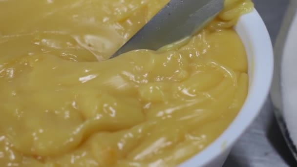 Custard Pudding filling  french bakery pastry - Footage, Video