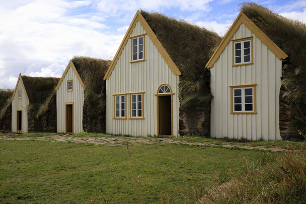 Akureyri / Iceland - August 26, 2017: Typical houses in Laufas Folk museum area, Iceland, Europe - Fotografie, Obrázek