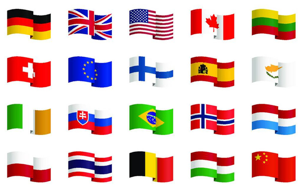 little collection of famous country flags no.1 vector file. - Διάνυσμα, εικόνα