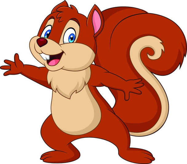 Cute squirrel cartoon on white background - Вектор,изображение