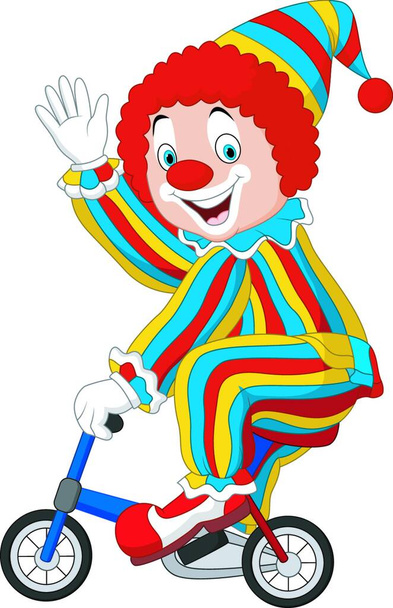 Cartoon clown riding bicycle - Vector, Image