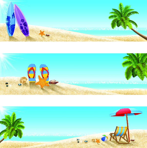 Set of Three tropical beach - Vektor, Bild