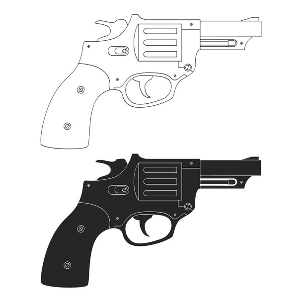 Icono vectorial monocromo con revólver
 - Vector, imagen