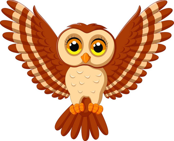 Cute owl cartoon flying - Διάνυσμα, εικόνα