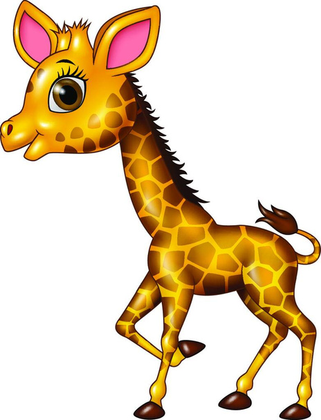 Cartoon funny baby giraffe isolated on white background - Vector, Image