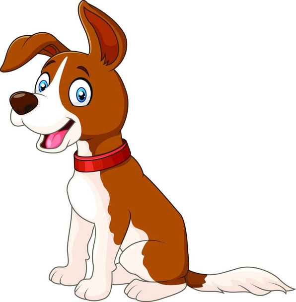 Cartoon funny dog sitting isolated on white background - Διάνυσμα, εικόνα
