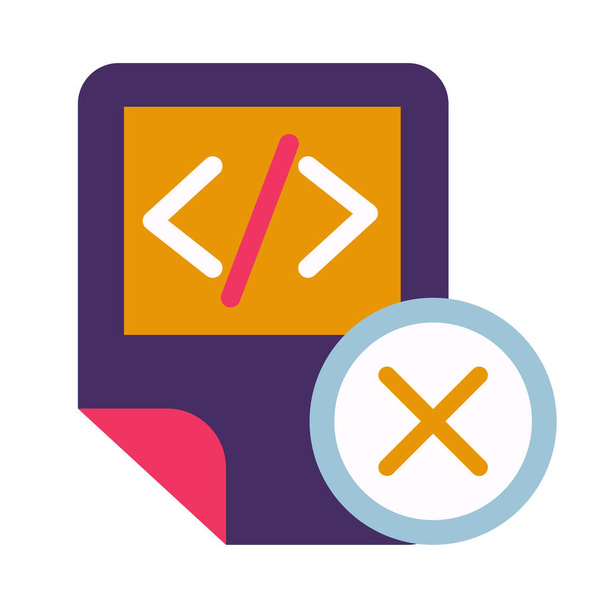 Soubor kódovacího skriptu odstraní ikonu vektoru symbolu glyph. Značka Html, značka odstranění systémového dokumentu - Vektor, obrázek