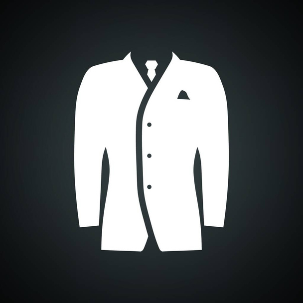 Mail suit icon. Black background with white. Vector illustration. - Wektor, obraz