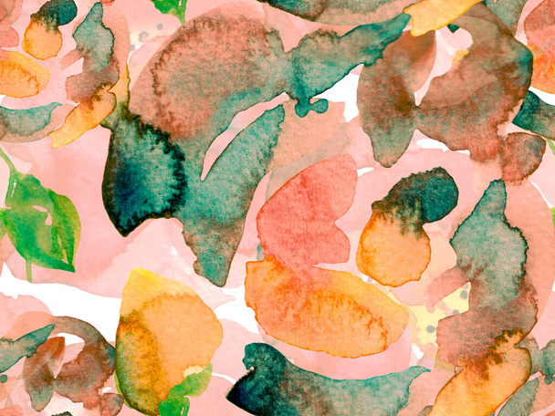 Watercolor leaves Seamless Pattern. - Φωτογραφία, εικόνα